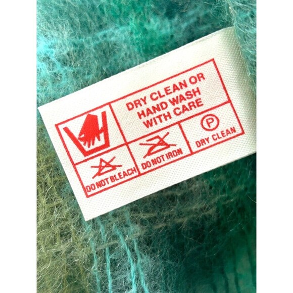 Heather Glen Scotland Mohair Wool Green Plaid Scarf 70X9 Soft Winter Neck Wrap E - Picture 9 of 9